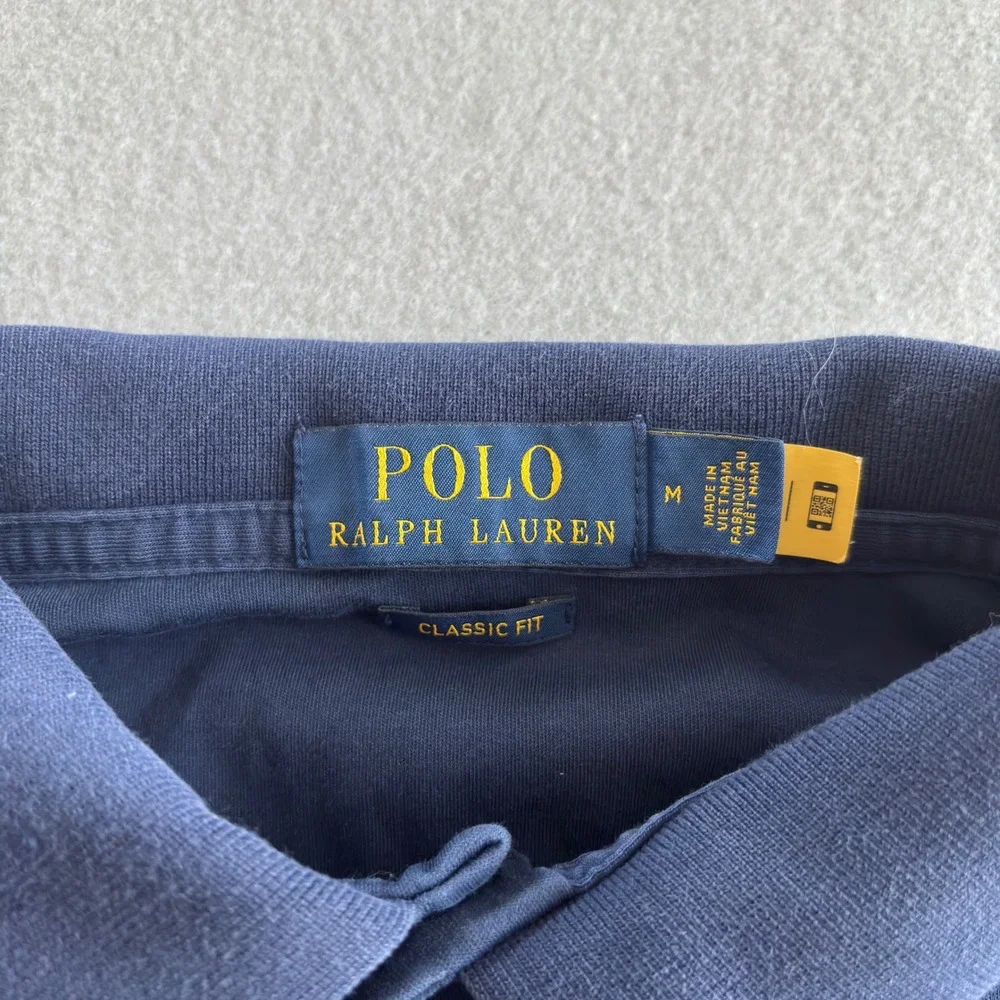 Polo Ralph Lauren Mens Classic Fit Navy Blue Cotton Short Sleeve Polo Shirt M